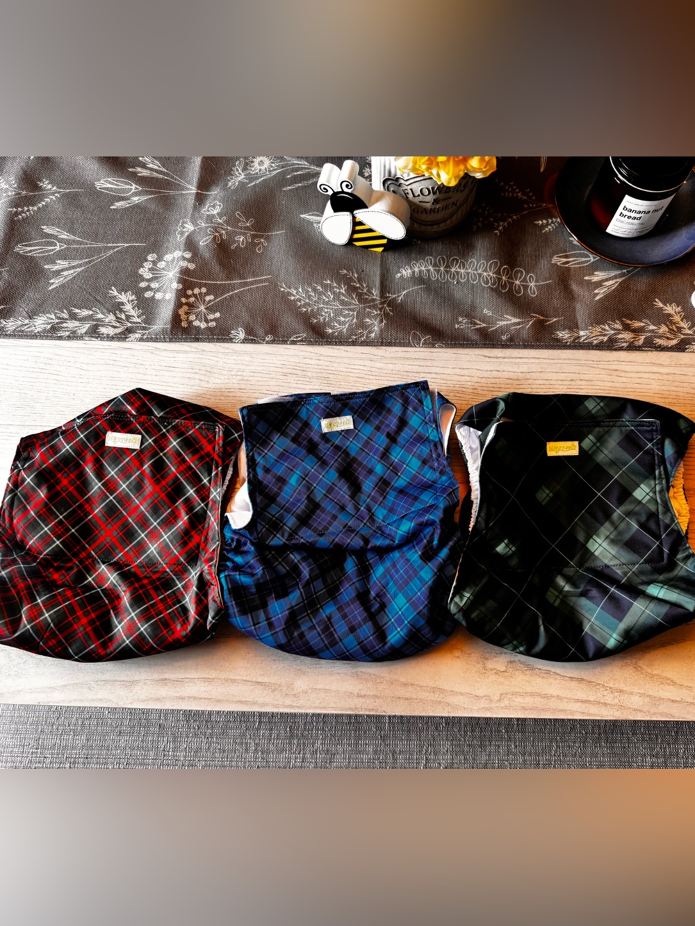 Trio of plaid waterproof dog diaper covers! New!